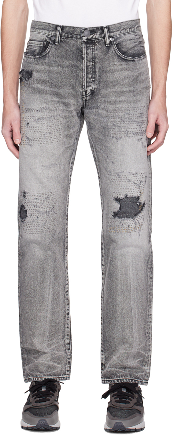 John Elliott Gray 'the Daze' Jeans In Grey Sashiko