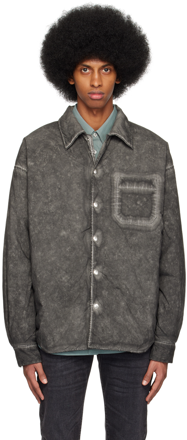 John Elliott Gray Scout Overshirt Jacket In Charcoal