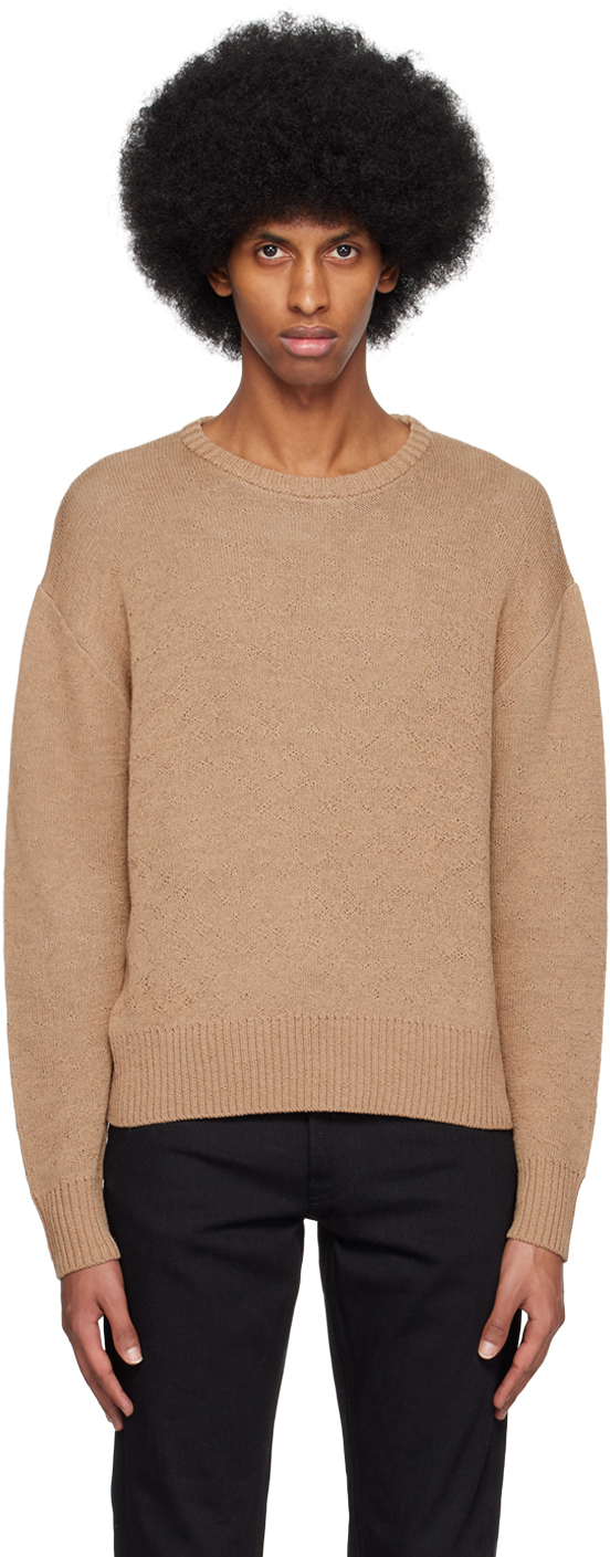 John Elliott Tan High Twist Sweater In Camel X Grey