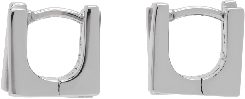 Silver Step Huggie Earrings