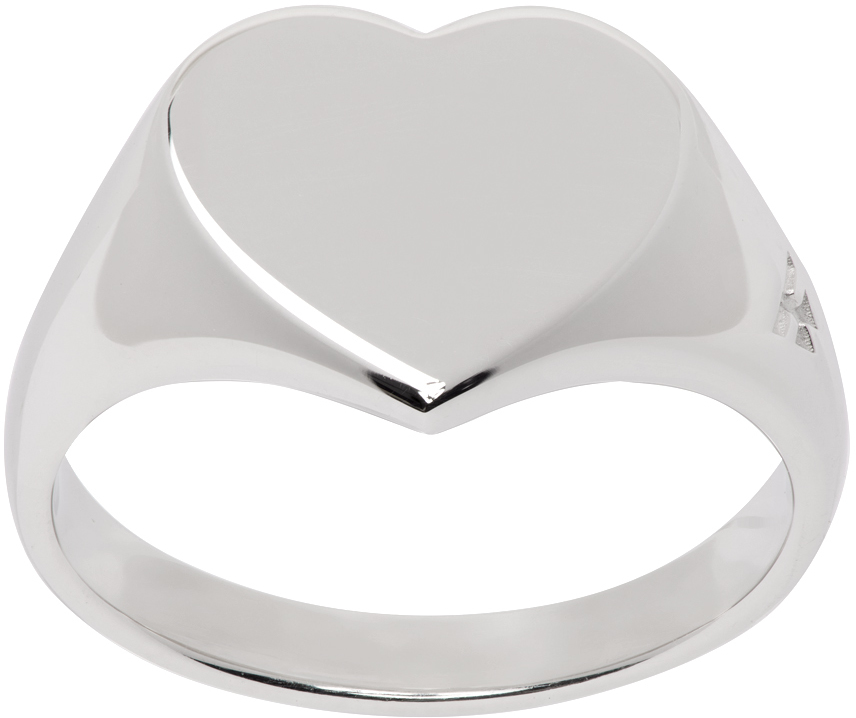 Tom Wood: Silver Mini Heart Ring | SSENSE