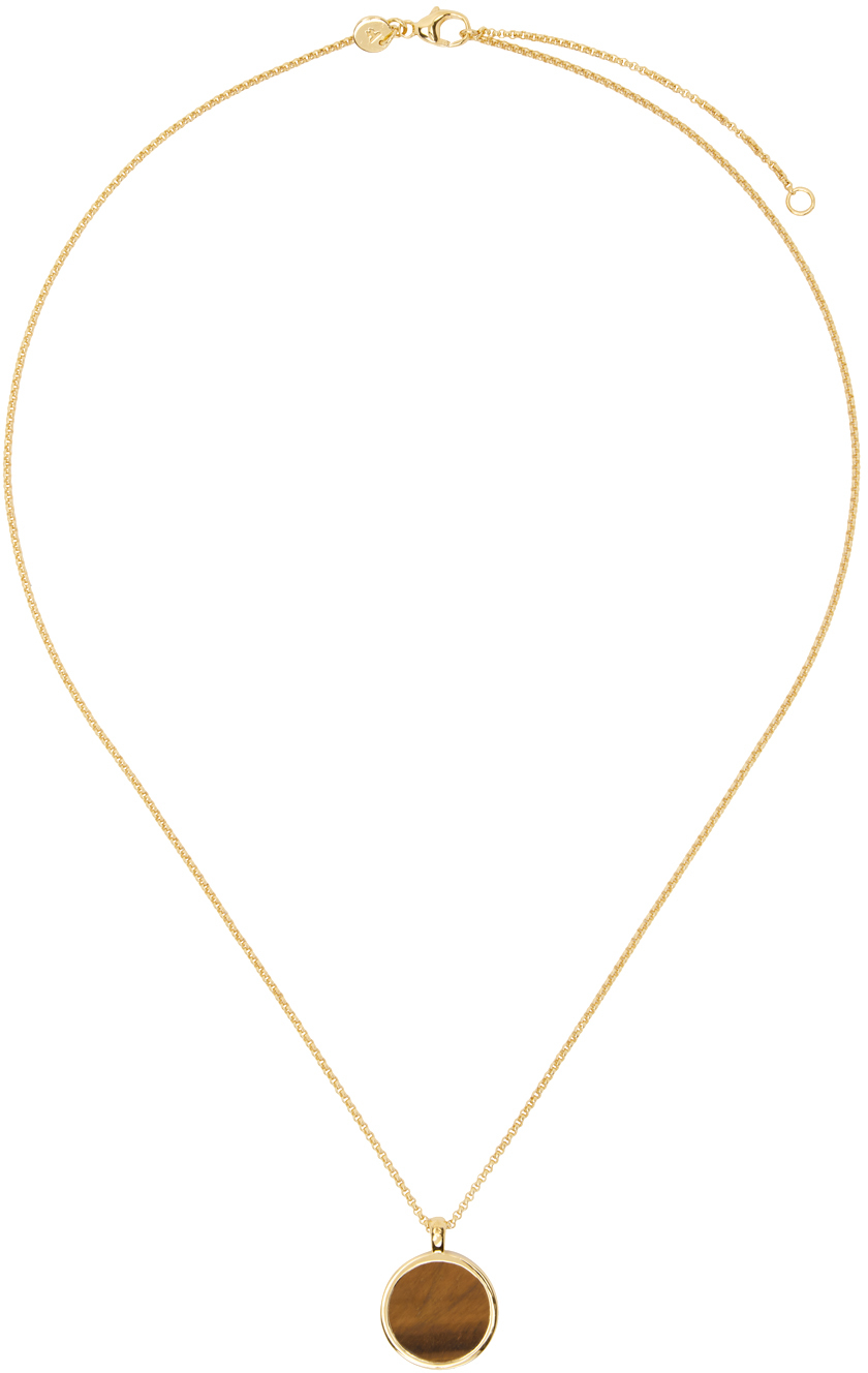 Tom Wood Ssense Exclusive Gold & Onyx Round Pendant Necklace In 9k Gold