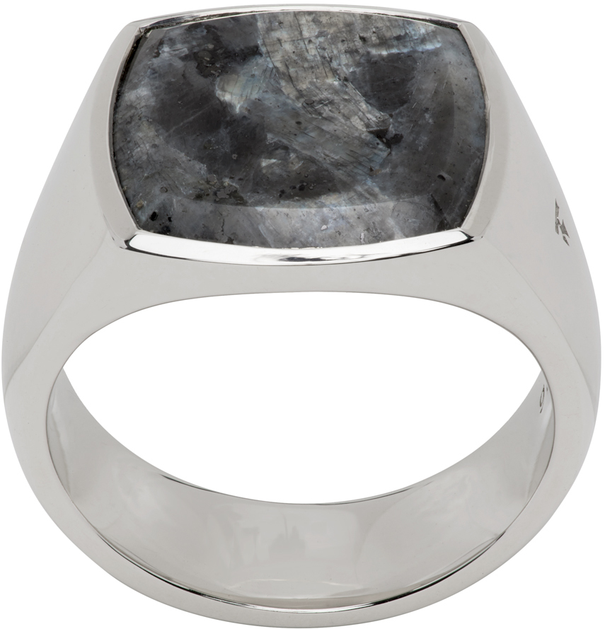 Silver Larvikite Cushion Ring