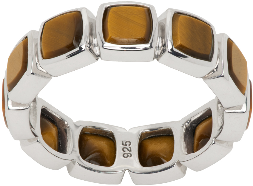 Silver Tiger's Eye Cushion Ring by Tom Wood on Sale