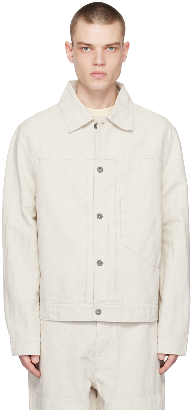 Nigel Cabourn Off-white Spread Collar Jacket In Off White