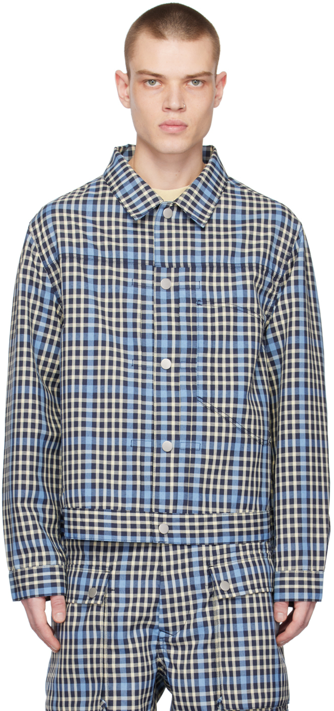 Nigel Cabourn Blue Check Jacket In Navy Check