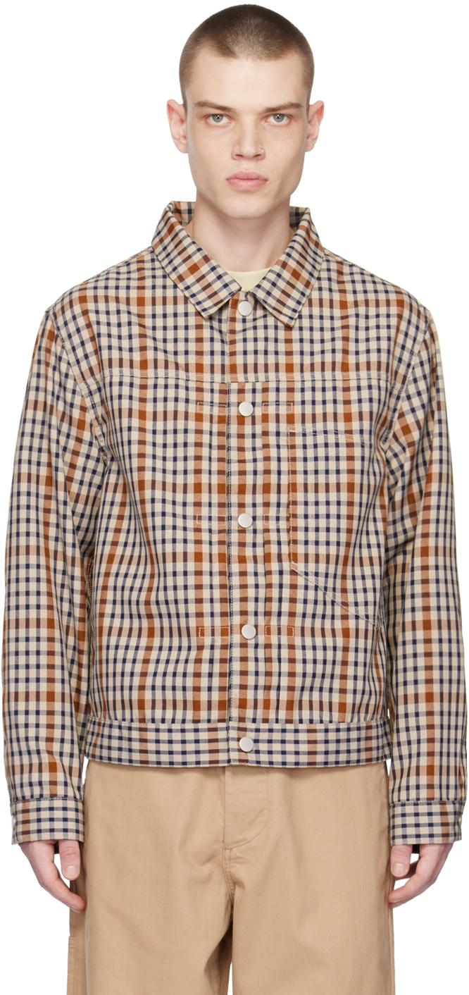 Nigel Cabourn Brown Check Jacket In Stone Check