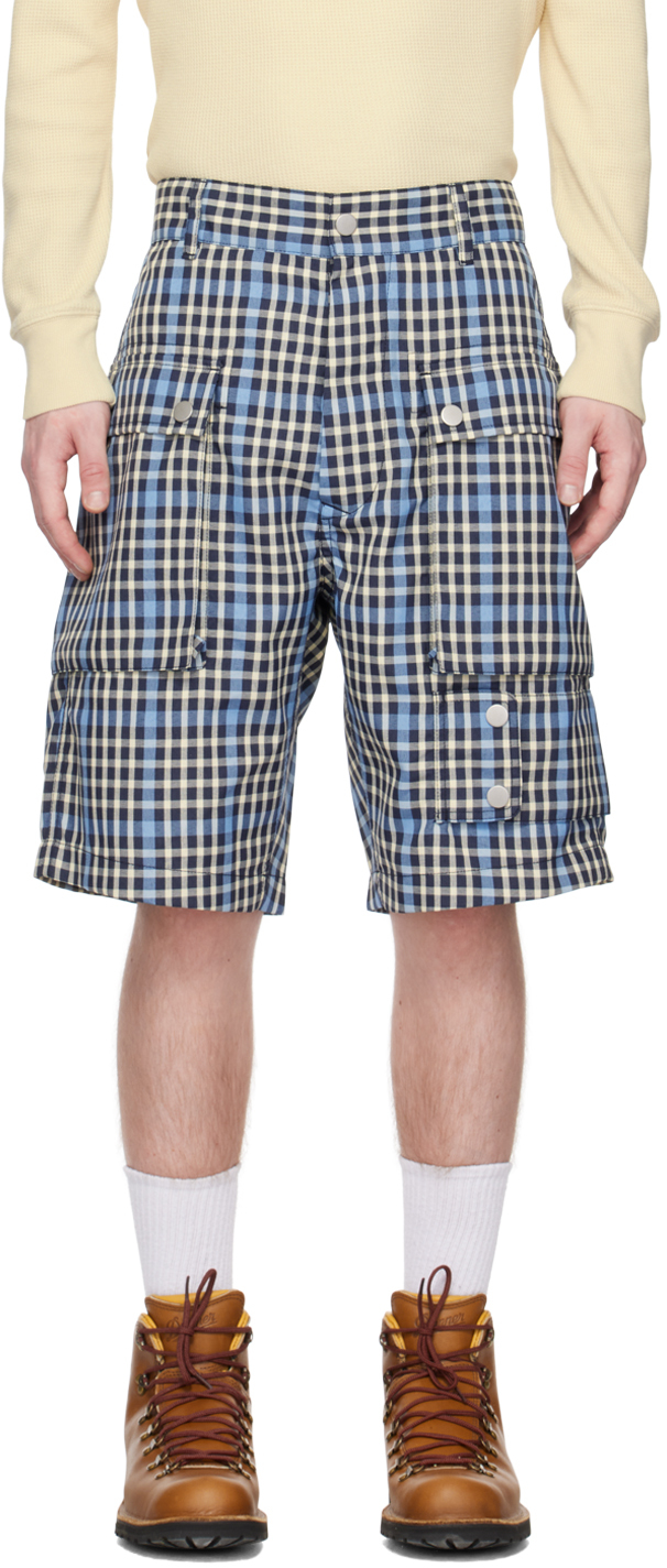 Nigel Cabourn Blue 4 Tool Shorts In Navy Check