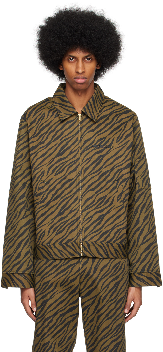 Noon Goons Green & Black Fastplant Jacket In Military Tiger