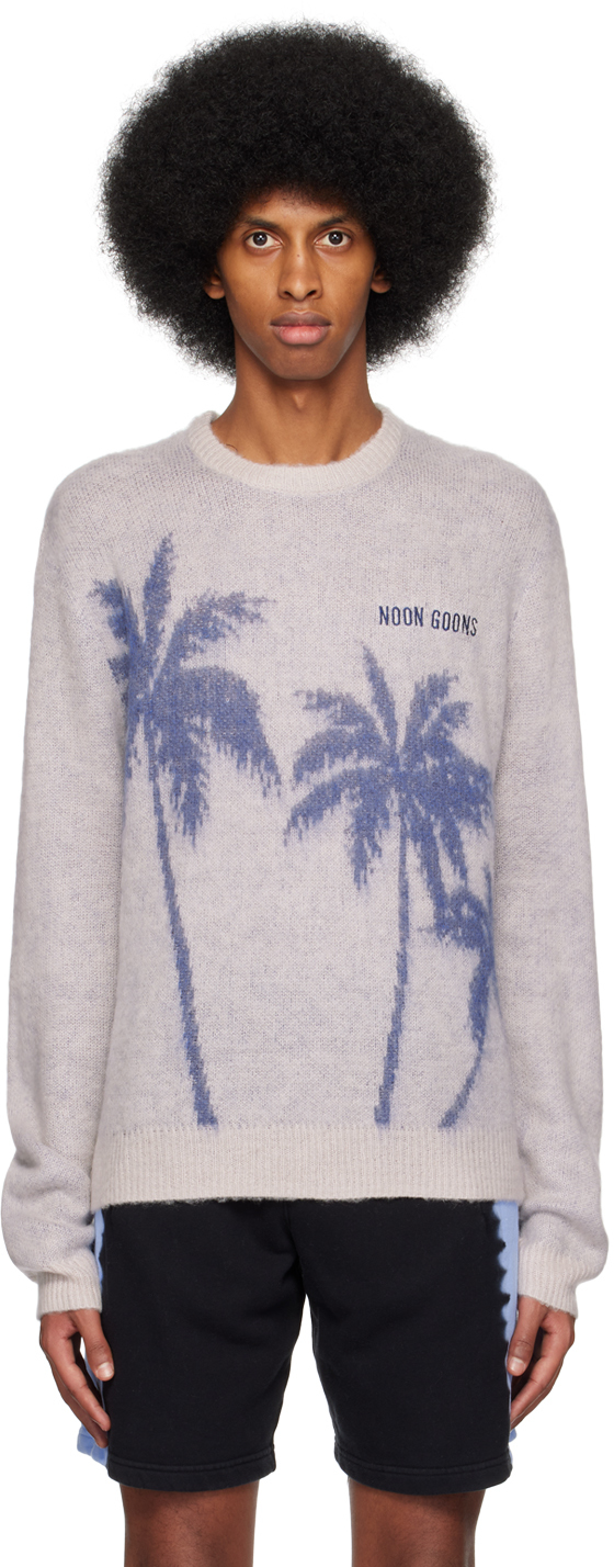 Shop Noon Goons Ssense Exclusive Off-white Palms Sweater In Cream/navy