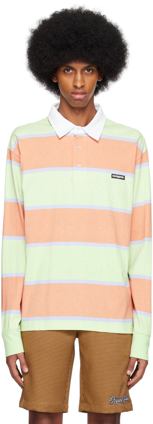 Noon Goons Green & Orange Rideshop Polo In Shell Sand