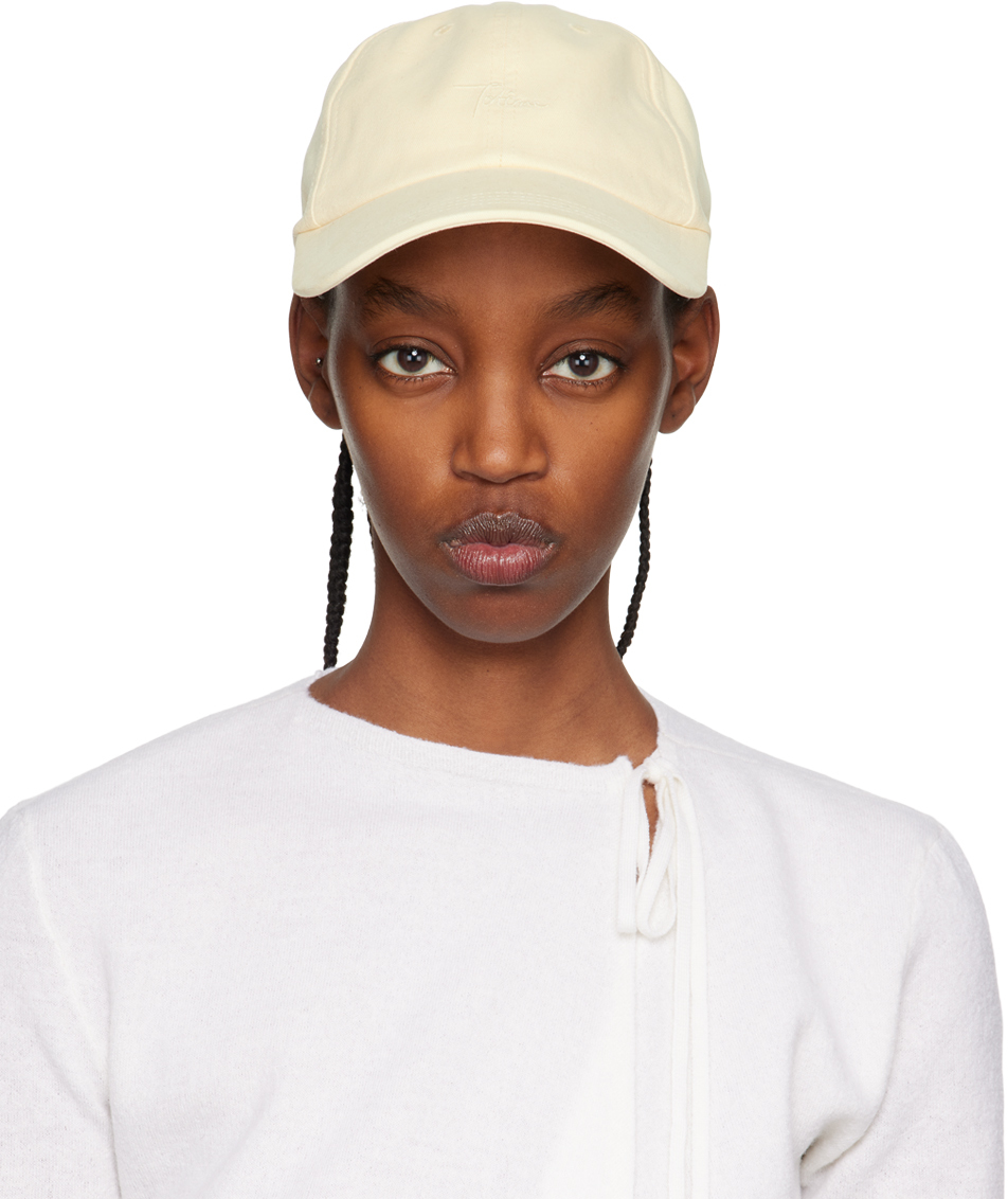 Totême Off-white Embroidered Cap In Vanilla | ModeSens
