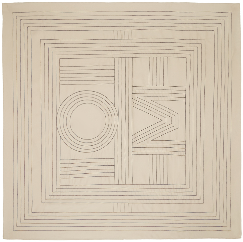 Totême Beige & Off-White Silk Centered Monogram Scarf