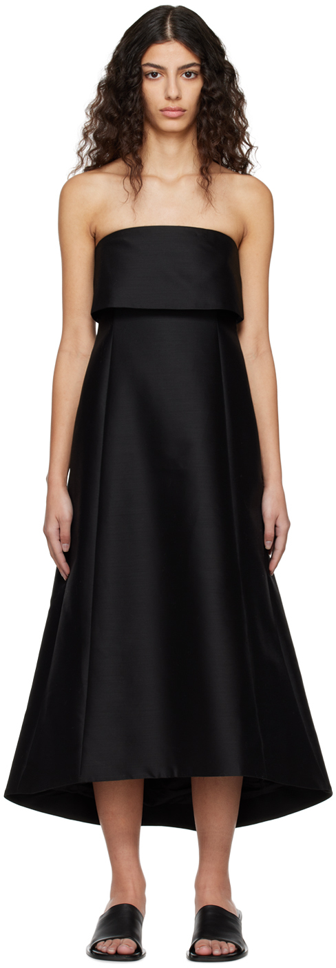 Shop Totême Black A-line Midi Dress In 200 Black