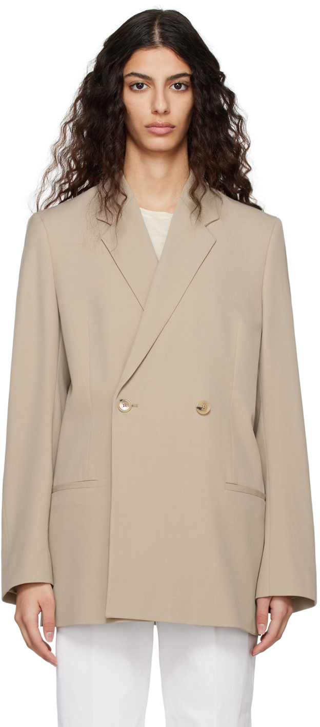 Beige Double-Breasted Blazer by TOTEME on Sale
