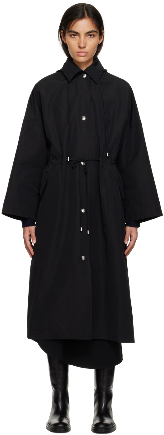 TOTEME: Black Hooded Coat | SSENSE