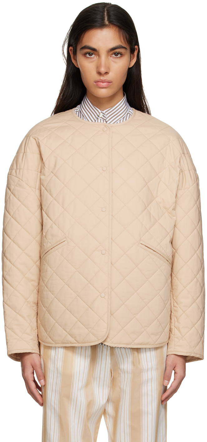 TOTEME: Beige Quilted Jacket | SSENSE