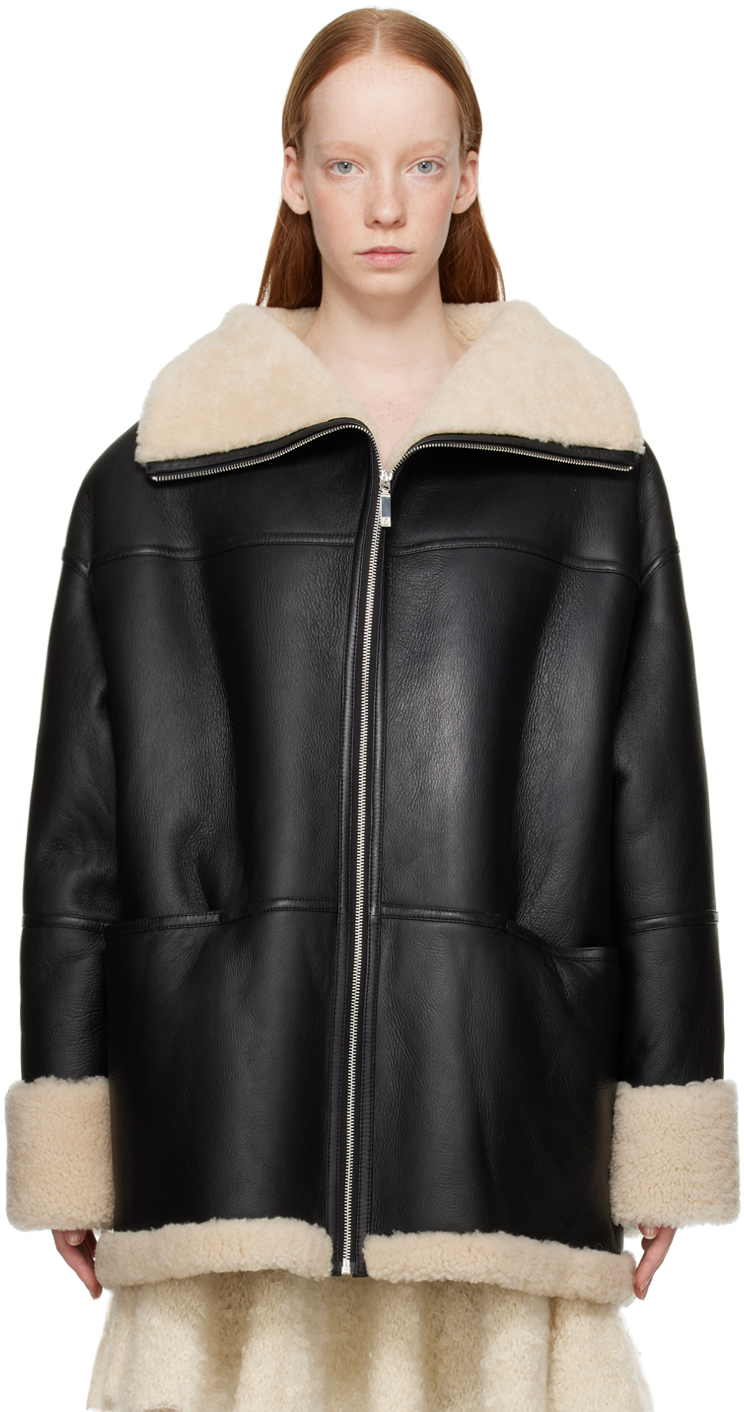 Signature shearling jacket black – TOTEME
