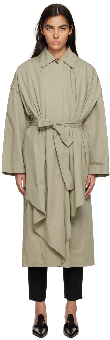 Totême Layered Cotton Cupro Trench Wet Sand