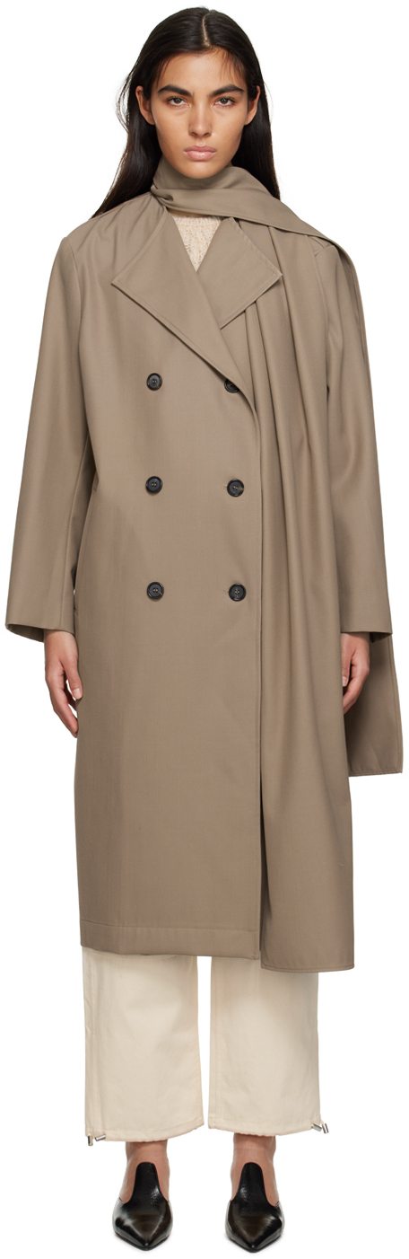 Totême Double-breasted Scarf Trench In Brown
