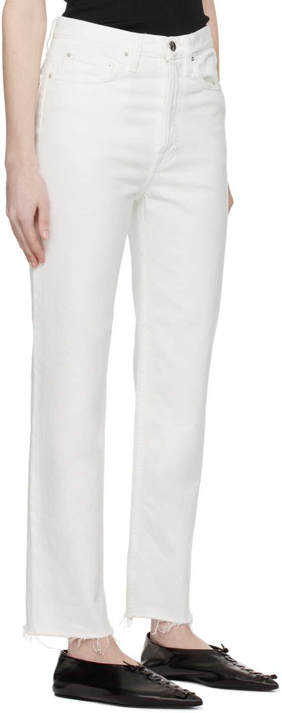 Totême Toteme Twisted Seam High Waist Straight Leg Crop Jeans In 110 Off-white