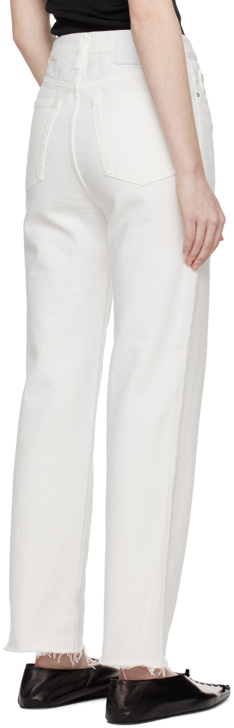Totême Toteme Twisted Seam High Waist Straight Leg Crop Jeans In 110 Off-white