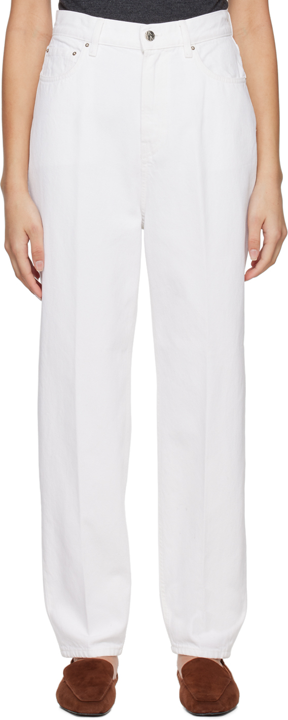 Shop Totême White Tapered Jeans In 107 Coated White