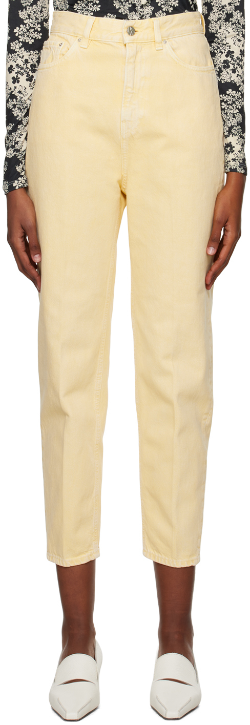Shop Totême Yellow Twisted Seam Jeans In 762 Washed Straw