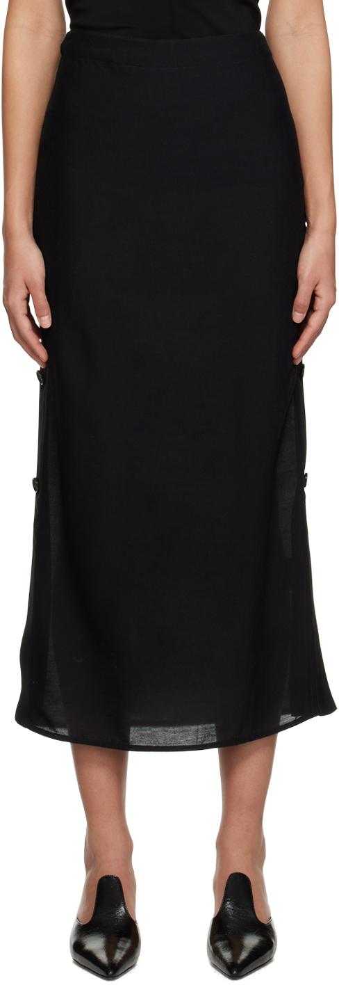 Totême Black Button Maxi Skirt In 200 Black