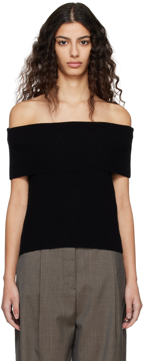 Shop Totême Black Off-shoulder Sweater In 200 Black