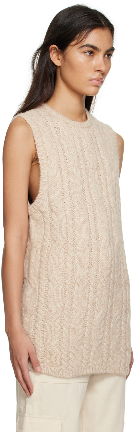 Totême Beige Crewneck Vest In 109 Vanilla Melange