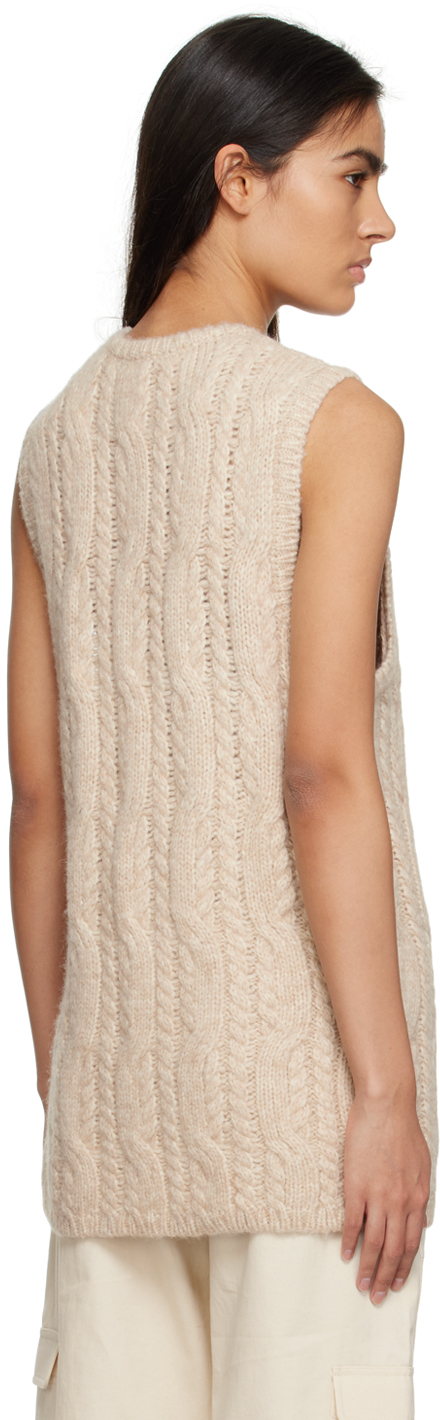 Totême Beige Crewneck Vest In 109 Vanilla Melange
