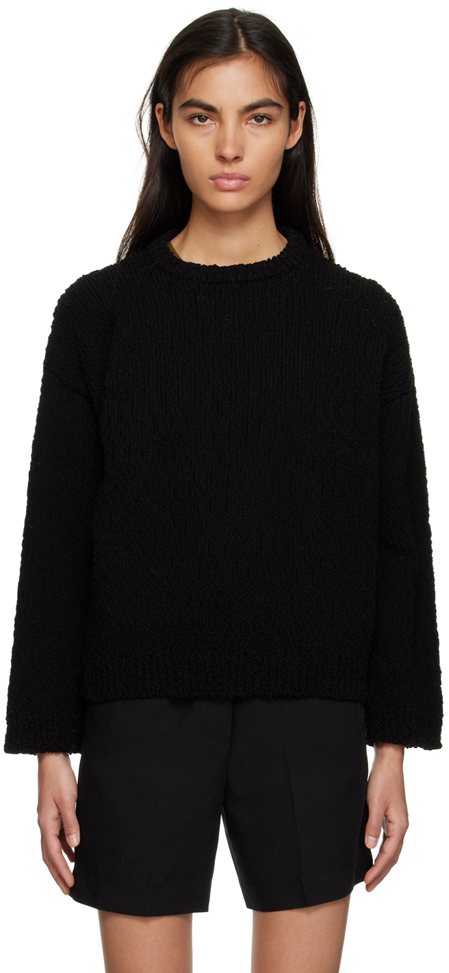 Totême Textured Cable-knit Cotton Sweater In 200 Black
