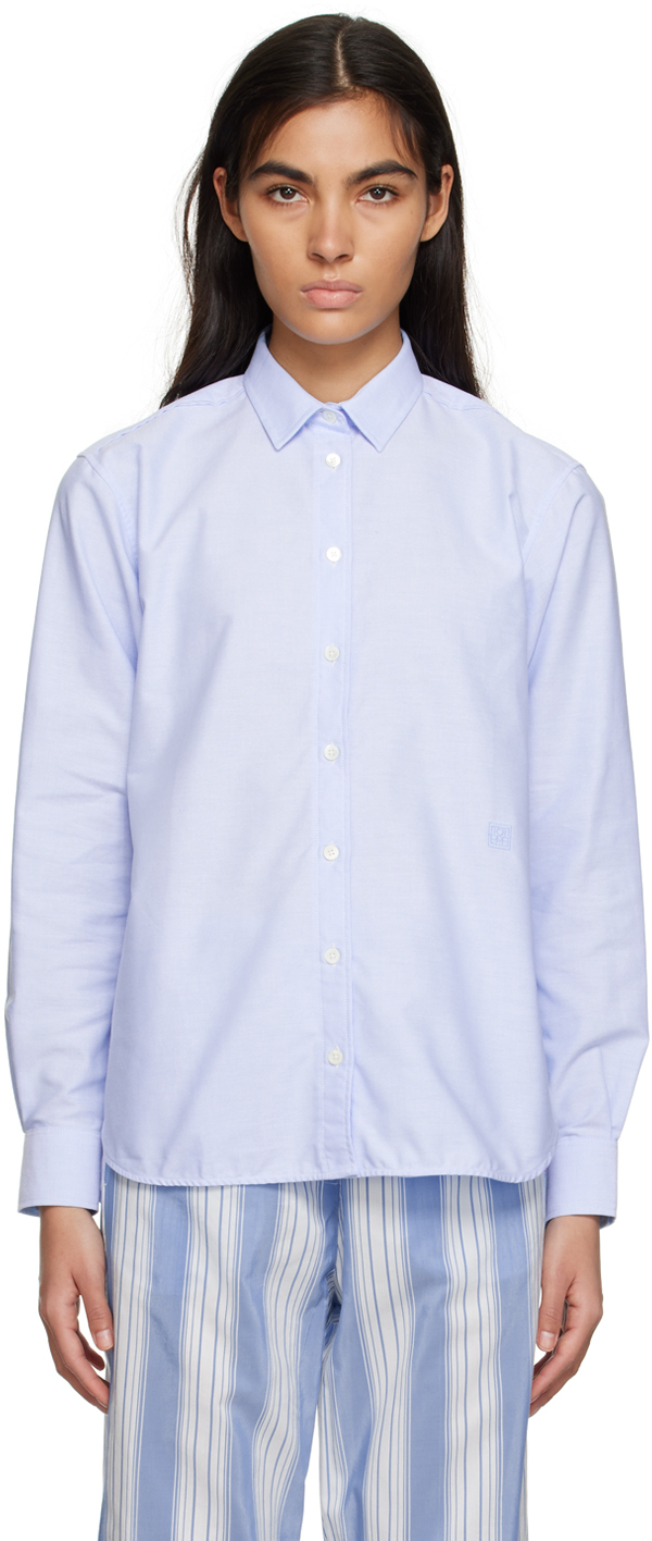 Totême Blue Embroidered Shirt In 404 Dawn