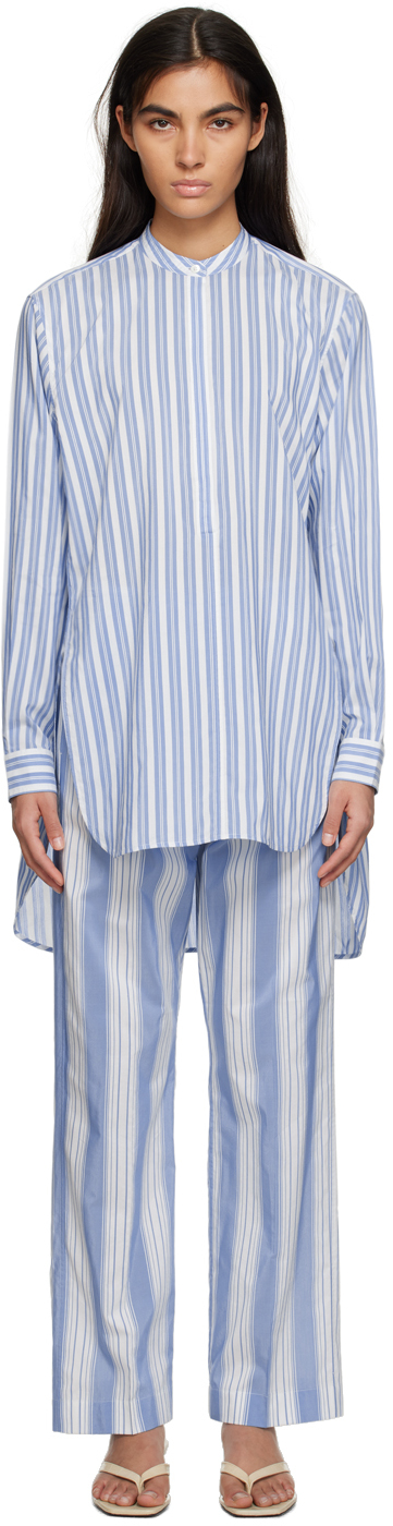 Totême Blue Striped Shirt In 419 Cornflower Strip