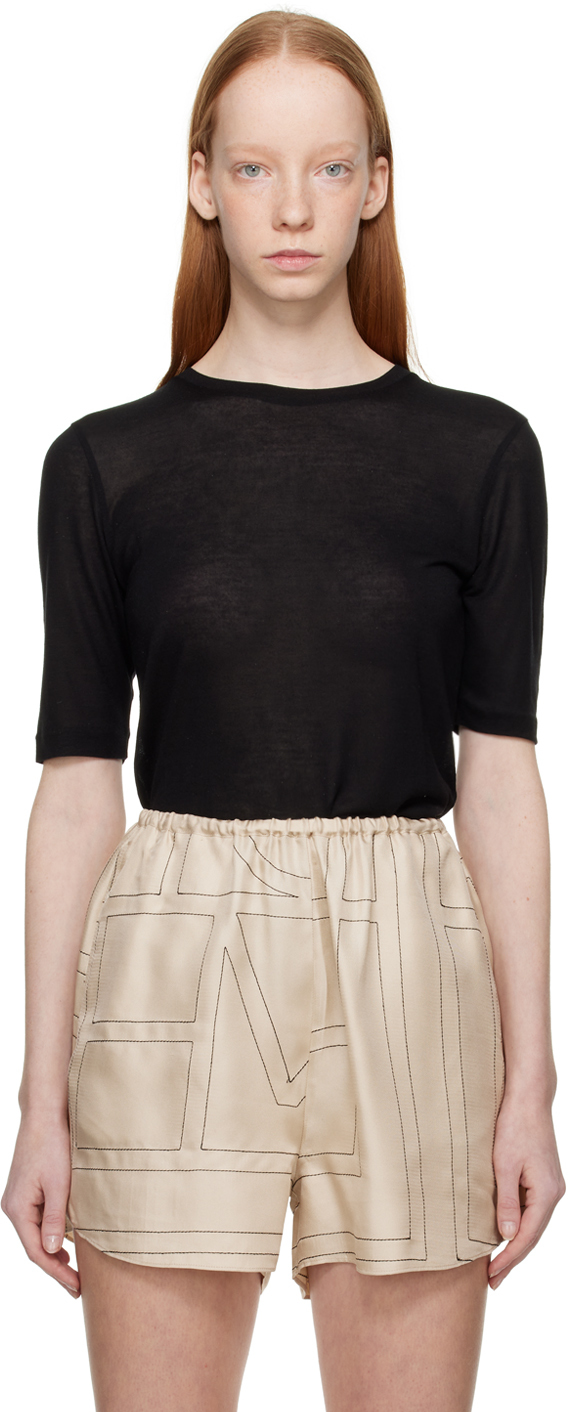 Totême Modal And Cashmere-blend T-shirt In Black