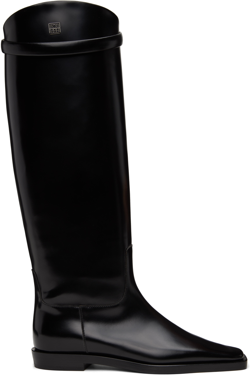 Shop Totême Black 'the Riding' Tall Boots In 200 Black