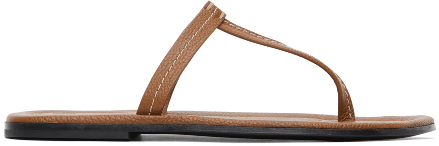Tan 'The T-Strap' Sandals by TOTEME on Sale