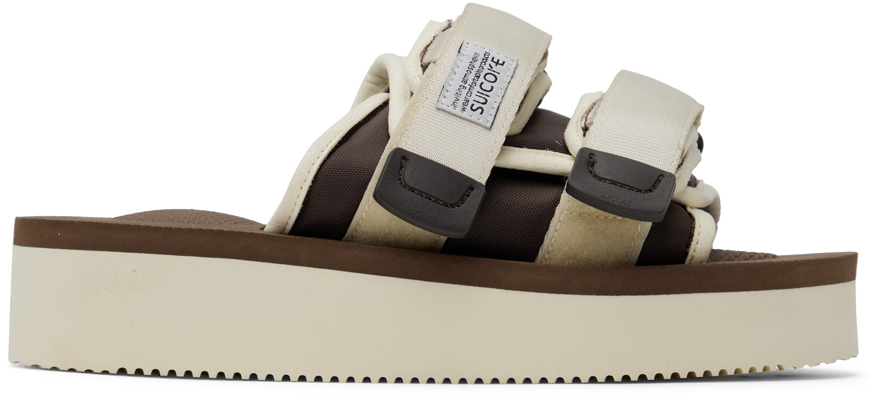 Suicoke Off-white & Brown Moto-po Sandals In Ivory X Brown