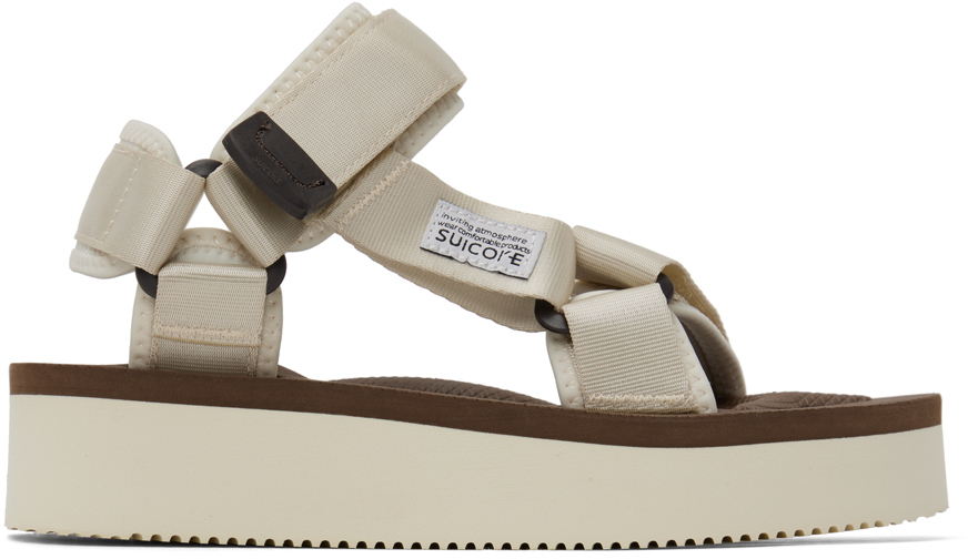 Suicoke Off-white Depa-2po Sandals In Ivory X Brown