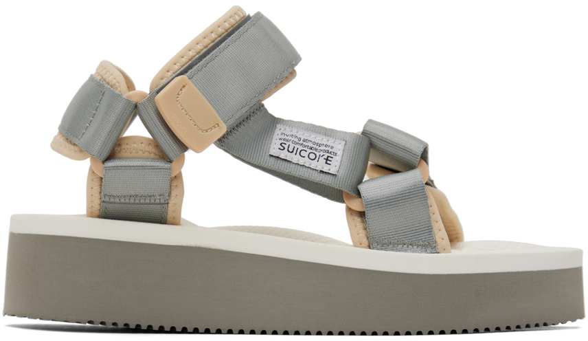 Suicoke Gray & White Depa-2po Sandals In Gray X White
