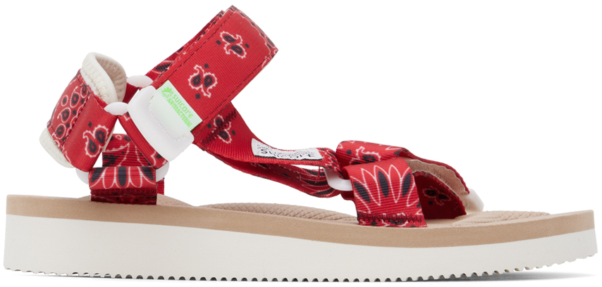 Shop Suicoke Red & Beige Depa-cab-pt05 Sandals In Red X Beige