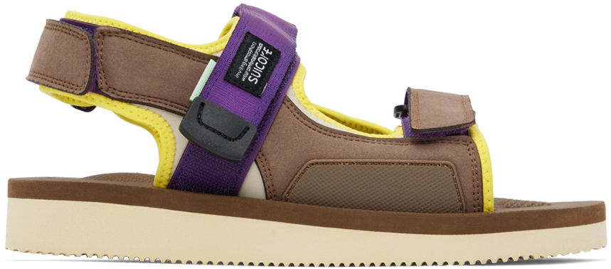 Suicoke Was Cab Dual-grip Sporty Sandals In Brown X Purple