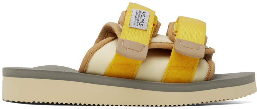 Suicoke Yellow & Off-white Moto-cab Sandals In Yellow X Beige