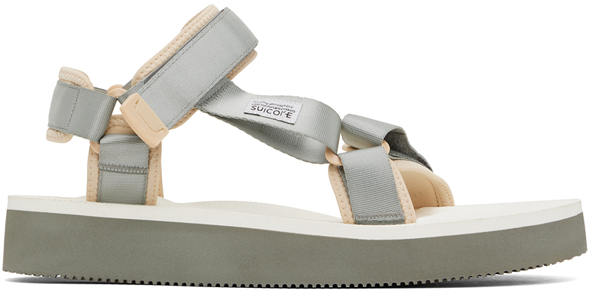 Suicoke Grey & White Depa-2po Sandals In Grey X White