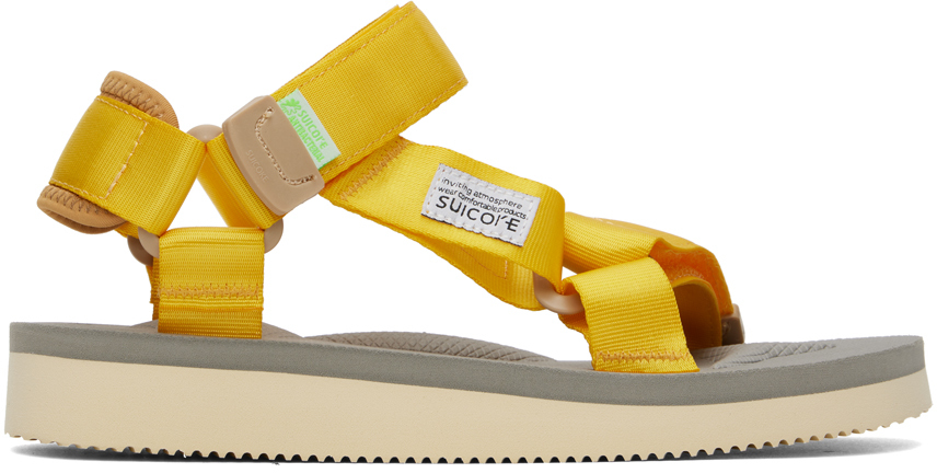 Suicoke Yellow & Grey Depa-cab Sandals In Yellow X Beige
