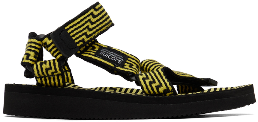 Black & Yellow DEPA-JC01 Sandals by SUICOKE on Sale