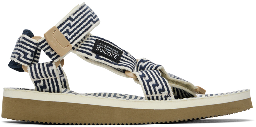 Suicoke Navy & Off-white Depa-jc01 Sandals In Ivory X Navy