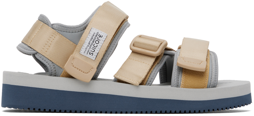 Shop Suicoke Beige & Gray Kisee-v Sandals In Beige X Gray