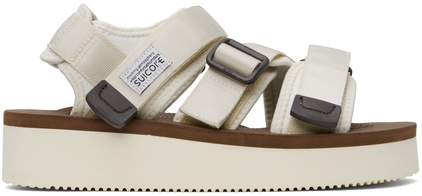 Suicoke Off-white Kisee-po Sandals In Ivory X Brown